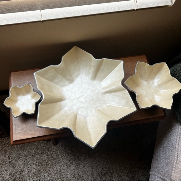 Julia Knight Stackable Star Snowflake Bowls Set of 3 Mother of Pearl RETIRED - Picture 2 of 8